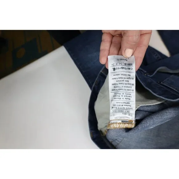 Vintage Y2K Carhartt Mens 34x34 Distressed Relaxed Fit Straight Leg Denim Jeans